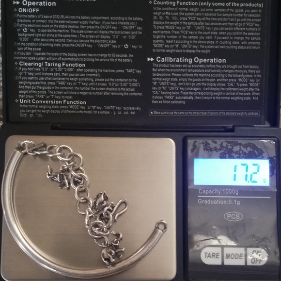 VINTAGE STERLING SILVER ELEPHANT CHARM BANGLE BRACELET RARE! - Picture 5 of 5
